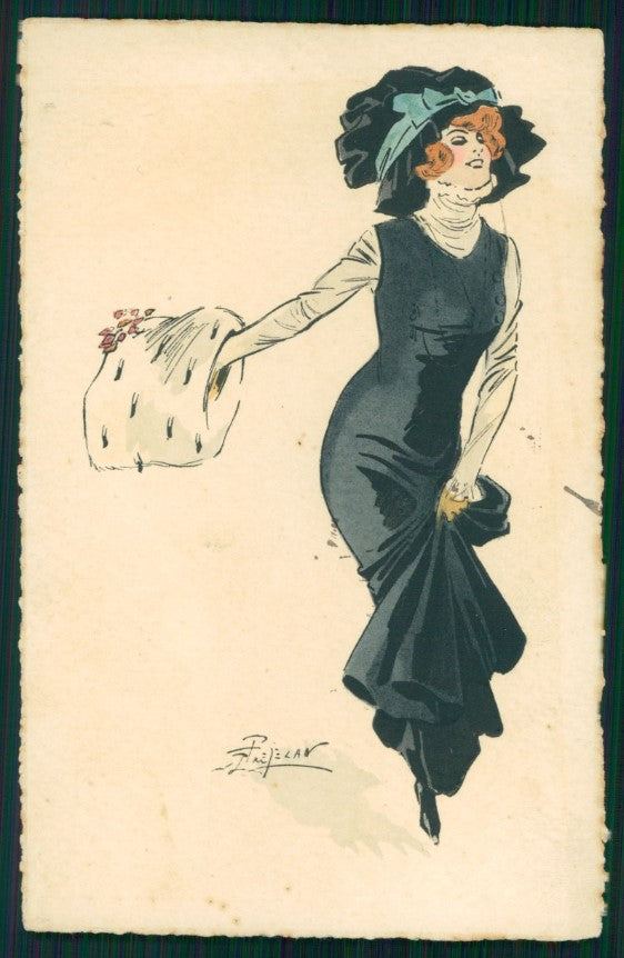 Viennoise Prejelan Glamour Fashion Lady M M Vienne serie 480 postcard TC3856 – fronte