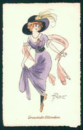 Viennoise Prejelan Glamour Fashion Lady M M Vienne serie 480 postcard TC3857 – fronte