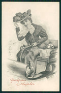 Viennoise Glamour Fashion Lady Car Christmas 95219 postcard TC3869 – fronte