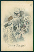 Viennoise Glamour Fashion Lady serie 1822 postcard TC3870 – fronte