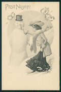Artist Signed Viennoise Kratki Glamour Fashion Lady Snowman 498 postcard TC3882 – fronte