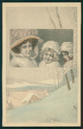 Viennoise Glamour Fashion Lady Winter Landscape postcard TC3893 – fronte