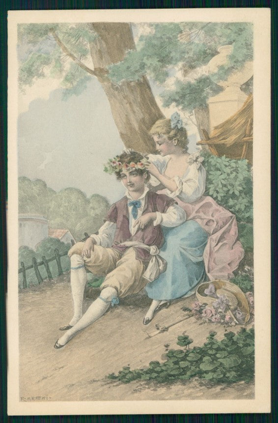 Artist Signed Viennoise Kratki Romantic Couple serie 750 postcard TC3899 – fronte