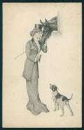 Viennoise Sidesaddle Lady Horse Dog postcard TC3902 – fronte