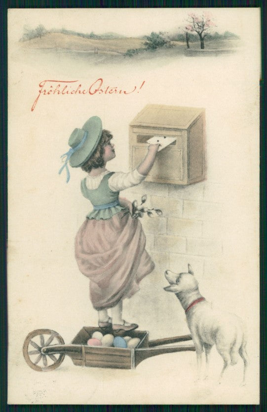 Viennoise Girl Mail Box Easter serie 4001 postcard TC3906 – fronte