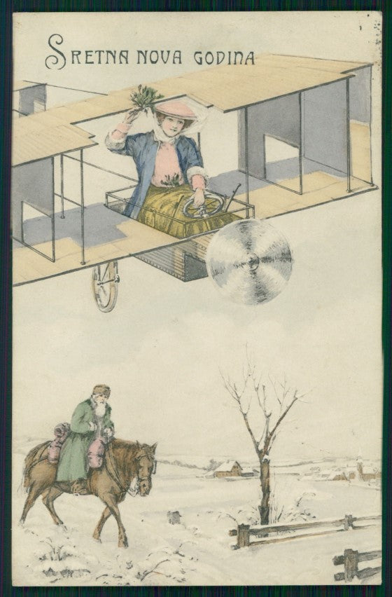 Viennoise Green Santa and Lady serie 119 postcard TC3912 – fronte