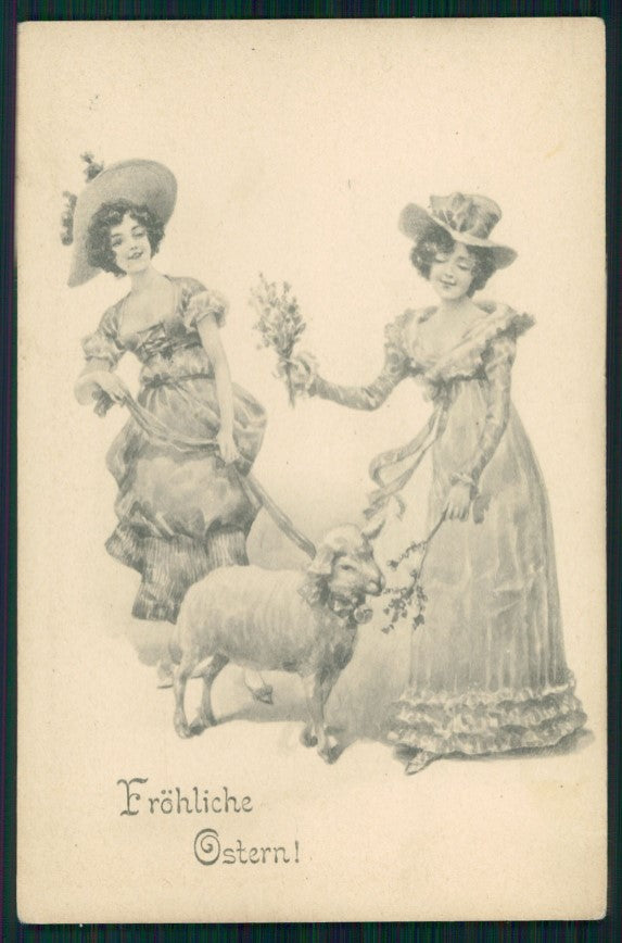 Viennoise Easter Glamour Fashion Lady B K W I postcard TC3916 – fronte