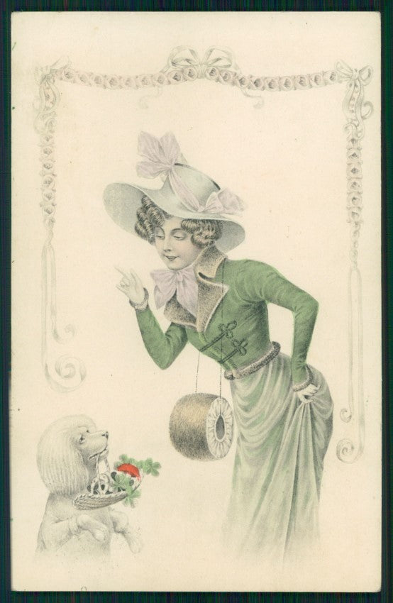 Viennoise Glamour Fashion Lady Poodle Dog postcard TC3919 – fronte