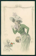 Viennoise Glamour Fashion Lady Poodle Dog postcard TC3919 – fronte