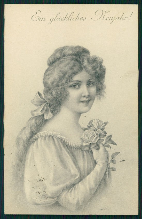 Viennoise Glamour Fashion Lady serie 104 postcard TC3921 – fronte