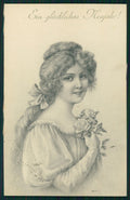 Viennoise Glamour Fashion Lady serie 104 postcard TC3921 – fronte