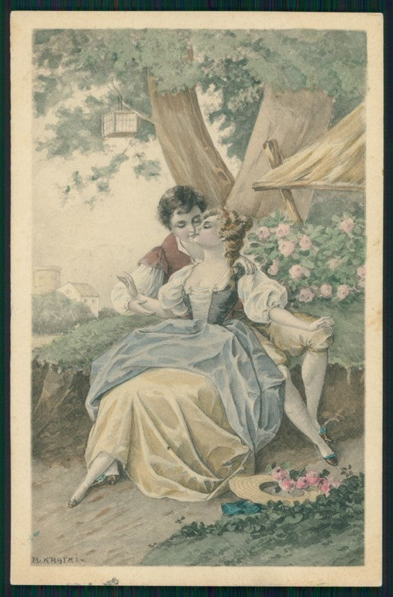 Artist Signed Viennoise Kratki Romantic Couple serie 250 postcard TC3925 – fronte
