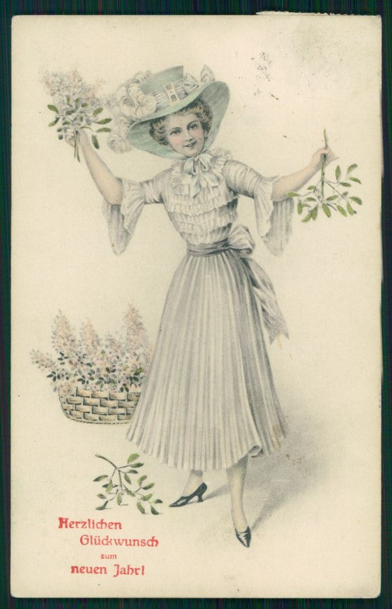 Viennoise Glamour Fashion Lady serie 502 postcard TC3927 – fronte