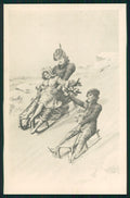 Viennoise Glamour Fashion Lady Sled serie 711 postcard TC3929 – fronte