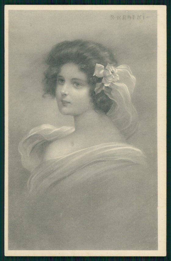 Artist Signed Viennoise Kratki Glamour Fashion Lady serie 165 postcard TC3941 – fronte
