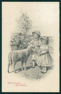 Artist Signed Viennoise Kranzle Easter Children 248 postcard TC3995 – fronte