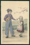 Artist Signed Viennoise Kratki Easter Children postcard TC4003 – fronte