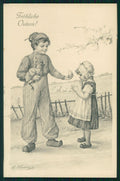 Artist Signed Viennoise Kratki Easter Children serie 180 postcard TC4009 – fronte