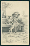 Artist Signed Viennoise R. K. Girl Dog Cat 158 postcard TC4014 – fronte