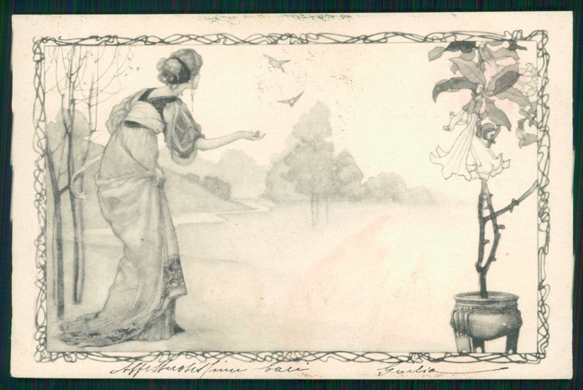 Viennoise Art Nouveau Lady M M Vienne postcard TC4026 – fronte
