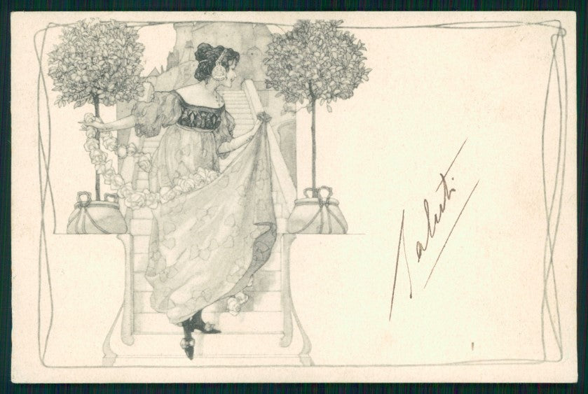 Viennoise Art Nouveau Lady M M Vienne postcard TC4027 – fronte