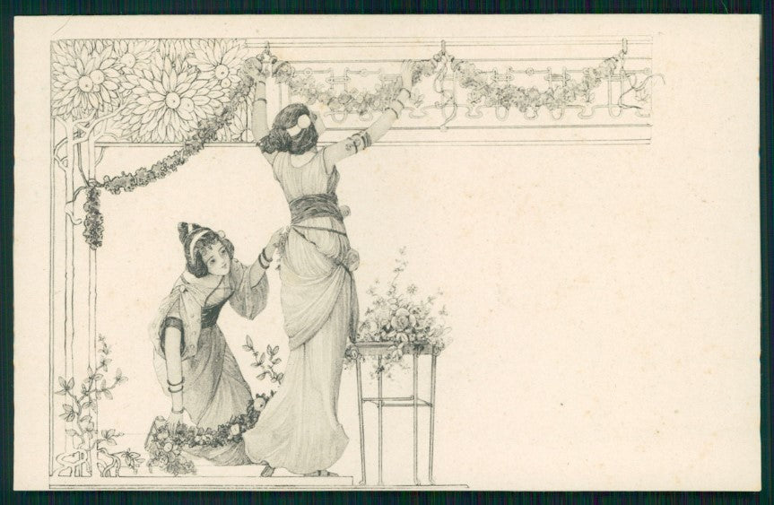 Viennoise Art Nouveau Lady postcard TC4034 – fronte