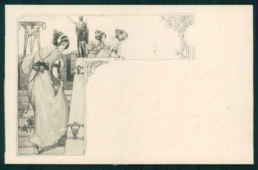 Viennoise Art Nouveau Lady postcard TC4037 – fronte