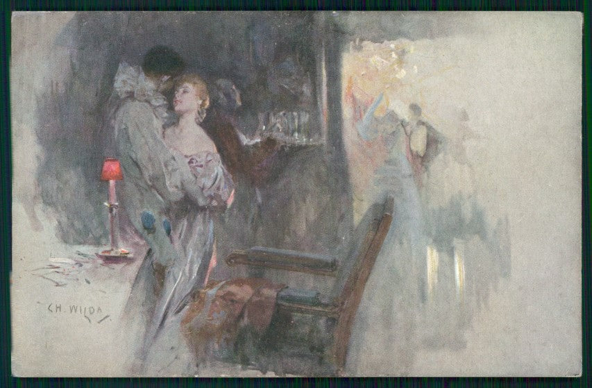Artist Signed Viennoise Ch. Wilda Lady Pierrot M M Vienne 449 postcard TC4051 – fronte