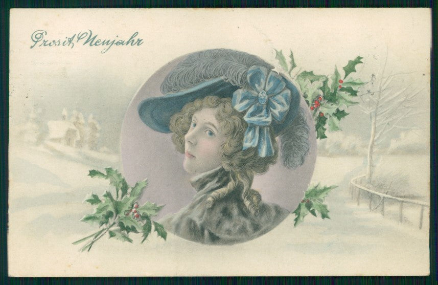 Viennoise Glamour Fashion Lady Christmas serie 42 postcard TC4058 – fronte