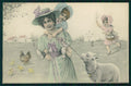 Viennoise Glamour Fashion Lady Easter serie 4028 postcard TC4060 – fronte