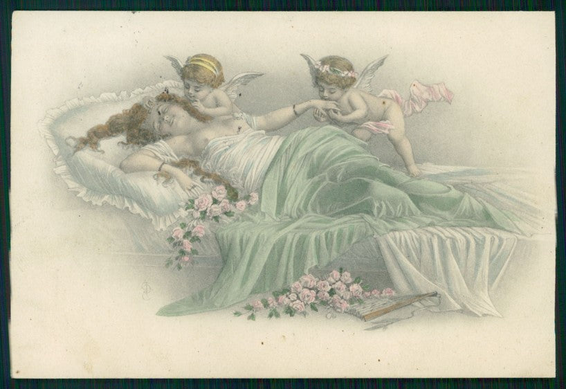 Viennoise Risque Nude Lady Angel TRIMMED postcard TC4064 – fronte