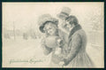 Viennoise Romantic Couple Winter Landscape 5001 postcard TC4077 – fronte