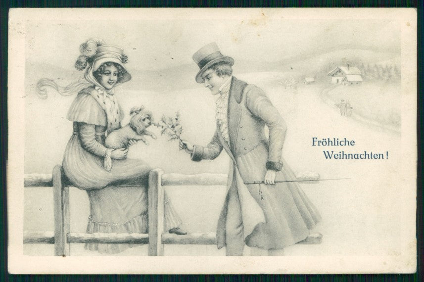 Viennoise Romantic Couple Winter Landscape 205 postcard TC4080 – fronte