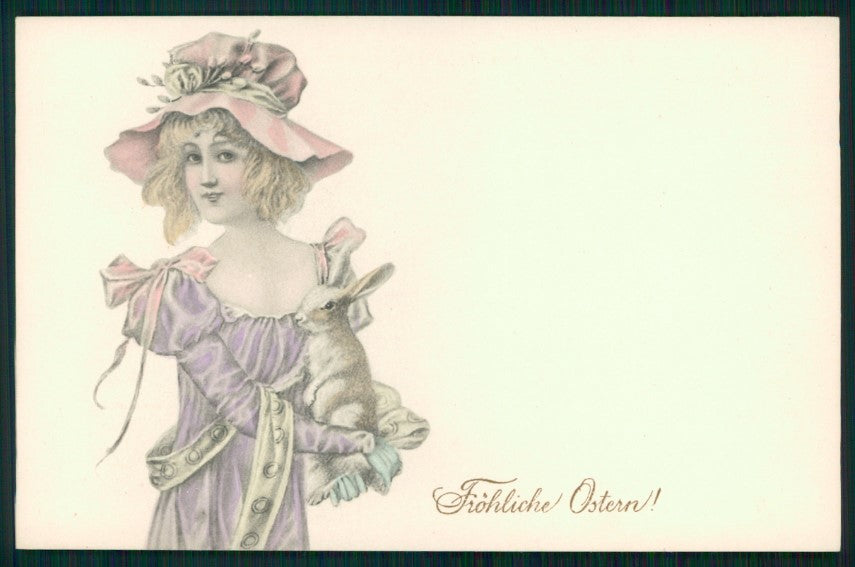 Viennoise Art Nouveau Easter Glamour Fashion Lady 10038 postcard TC4093 – fronte