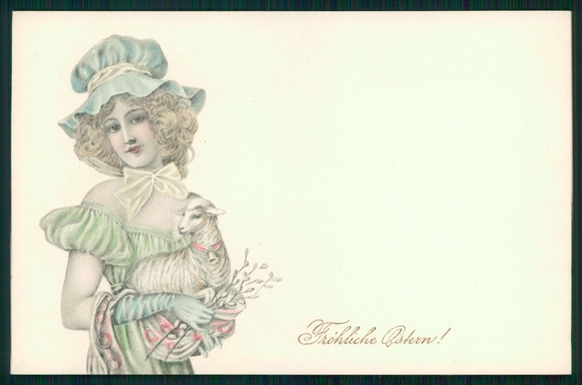 Viennoise Art Nouveau Easter Glamour Fashion Lady 10038 postcard TC4094 – fronte