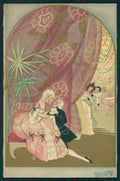 Artist Signed Chiostri Deco Couple Pierrot Ballerini Fratini serie 363 pc TC4143 – fronte