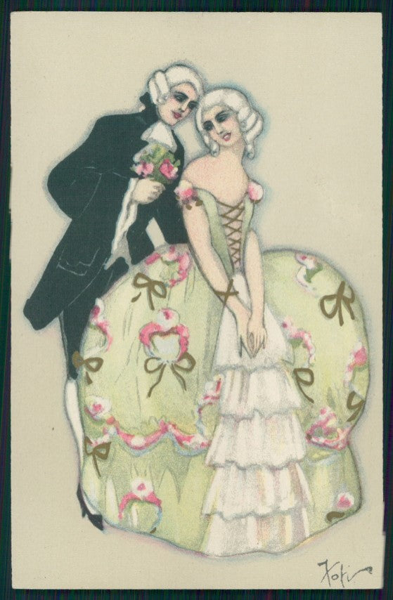 Artist Signed Chiostri Art Deco Couple Ballerini Fratini serie 164 pc TC4147 – fronte