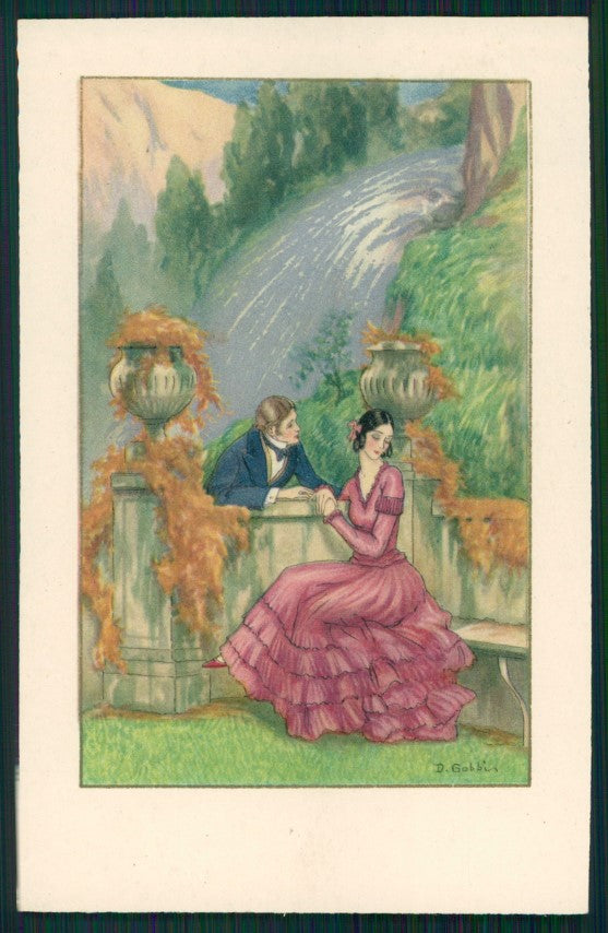 Artist Signed Gobbi Art Deco Romantic Couple serie 2495 postcard TC4229 – fronte