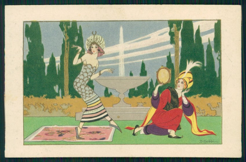 Artist Signed Gobbi Art Deco Couple Lady serie 2477 postcard TC4233 – fronte