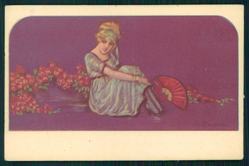Artist Signed A. Zandrino Glamour Fashion Lady serie 95-5 postcard TC4256 – fronte