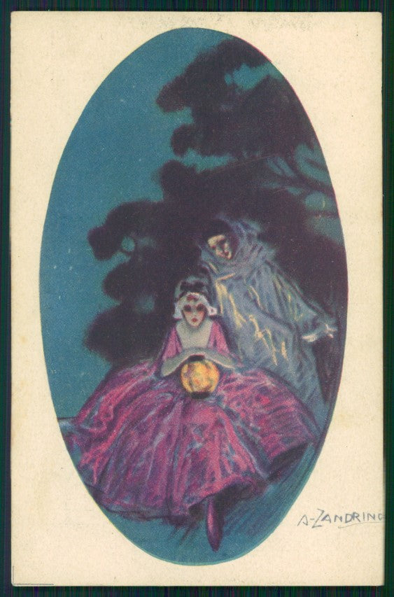 Artist Signed Zandrino Pierrot Columbine serie 139-3 postcard TC4261 – fronte