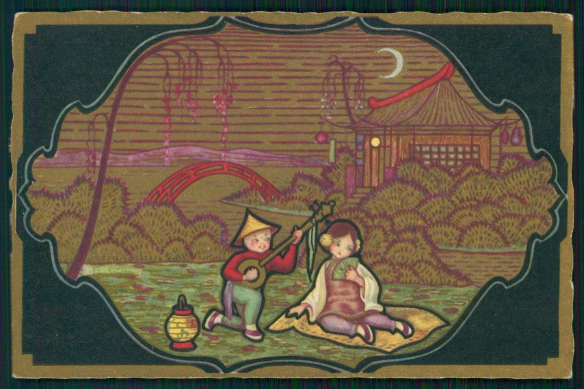 Artist Signed Dernini Children Geisha Japan serie 2406 postcard TC4289 – fronte