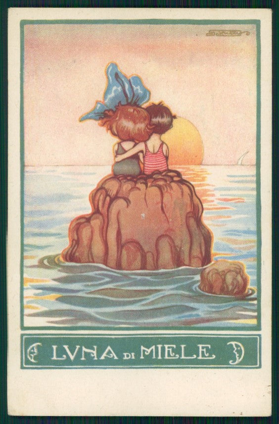 Artist Signed Sgrilli Children Honeymoon serie 565-4 postcard TC4300 – fronte