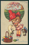 Artist Signed Sgrilli Girl Easter Egg Lamb serie 1834-2 postcard TC4303 – fronte