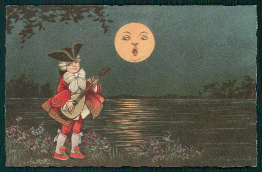 Artist Signed Colombo Boy Paper Moon serie 2092 postcard TC4336 – fronte