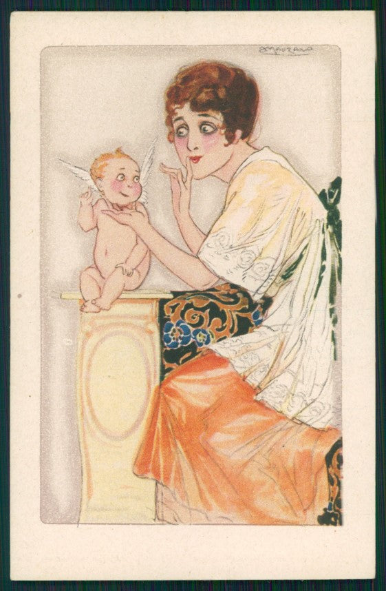 Artist Signed Mauzan Fashion Lady Cupid serie 2-3 postcard TC4344 – fronte