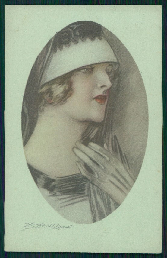 Artist Signed Mauzan Fashion Glamour Lady serie 297-6 postcard TC4354 – fronte
