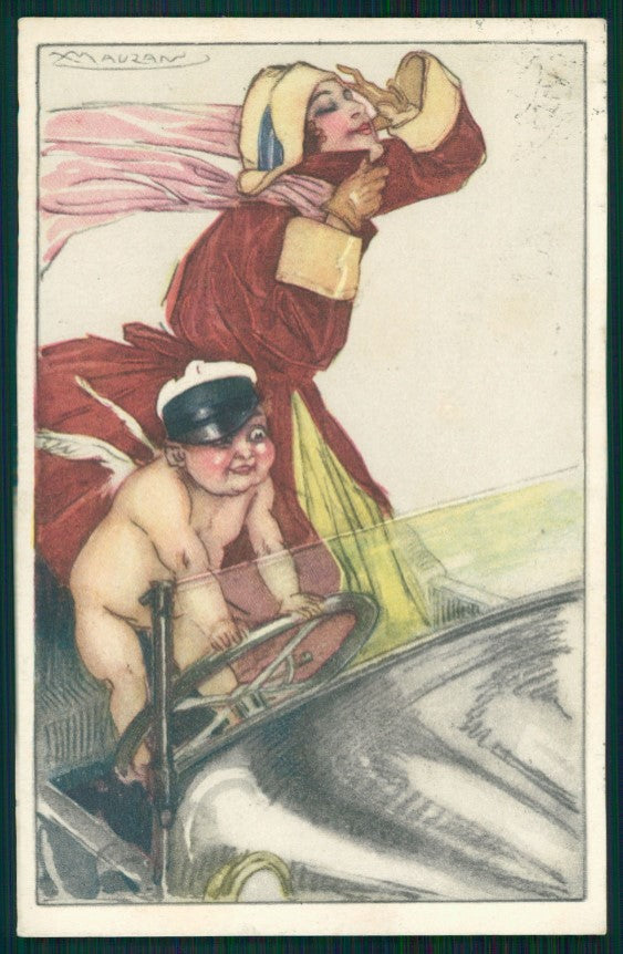 Artist Signed Mauzan Fashion Glamour Lady Cupid serie 10-5 postcard TC4359 – fronte