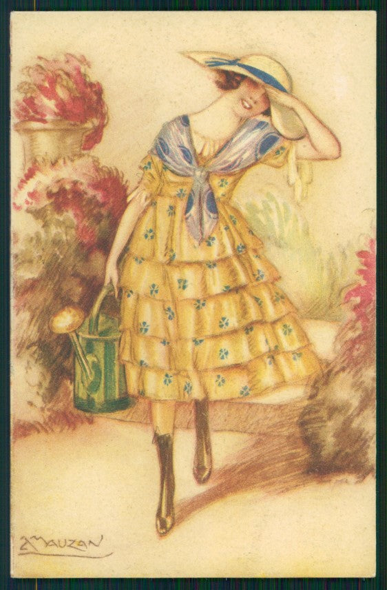 Artist Signed Mauzan Fashion Glamour Lady serie 248-4 postcard TC4380 – fronte