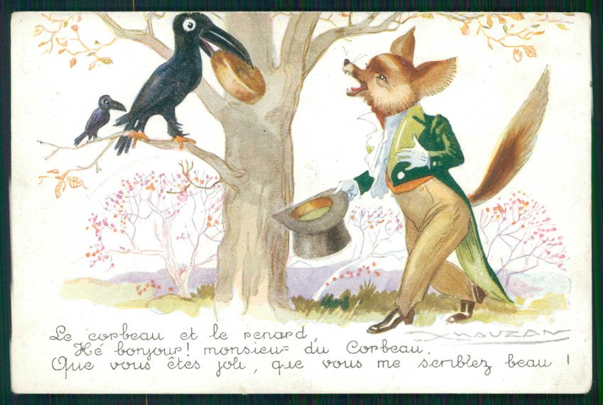 Artist Signed Mauzan Fairy Tales Fox postcard TC4395 – fronte